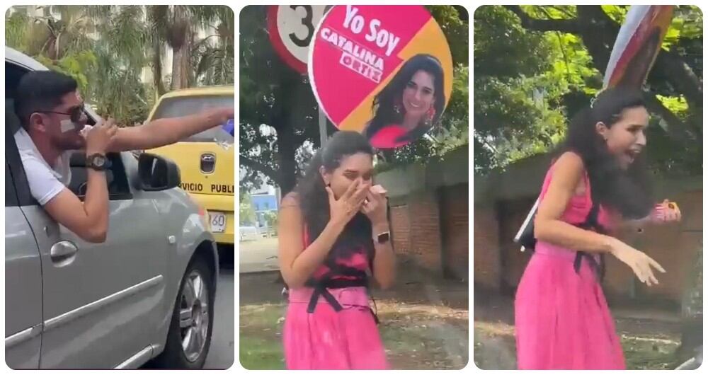 Catalina Ortiz, candidata a la Alcaldía de Cali, víctima de un hombre que le lanzó agua en su rostro.