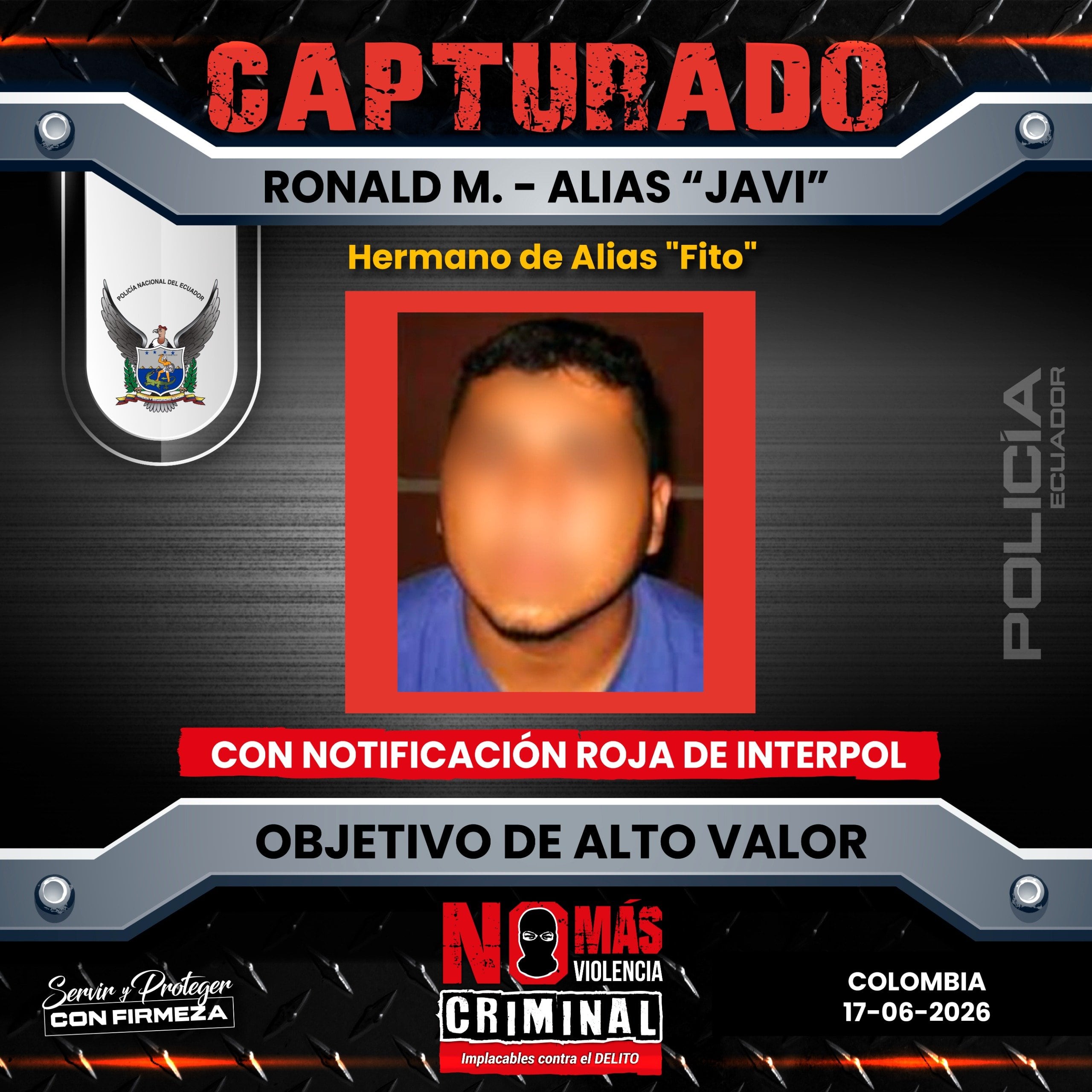 Anuncio de la captura de alias Javi