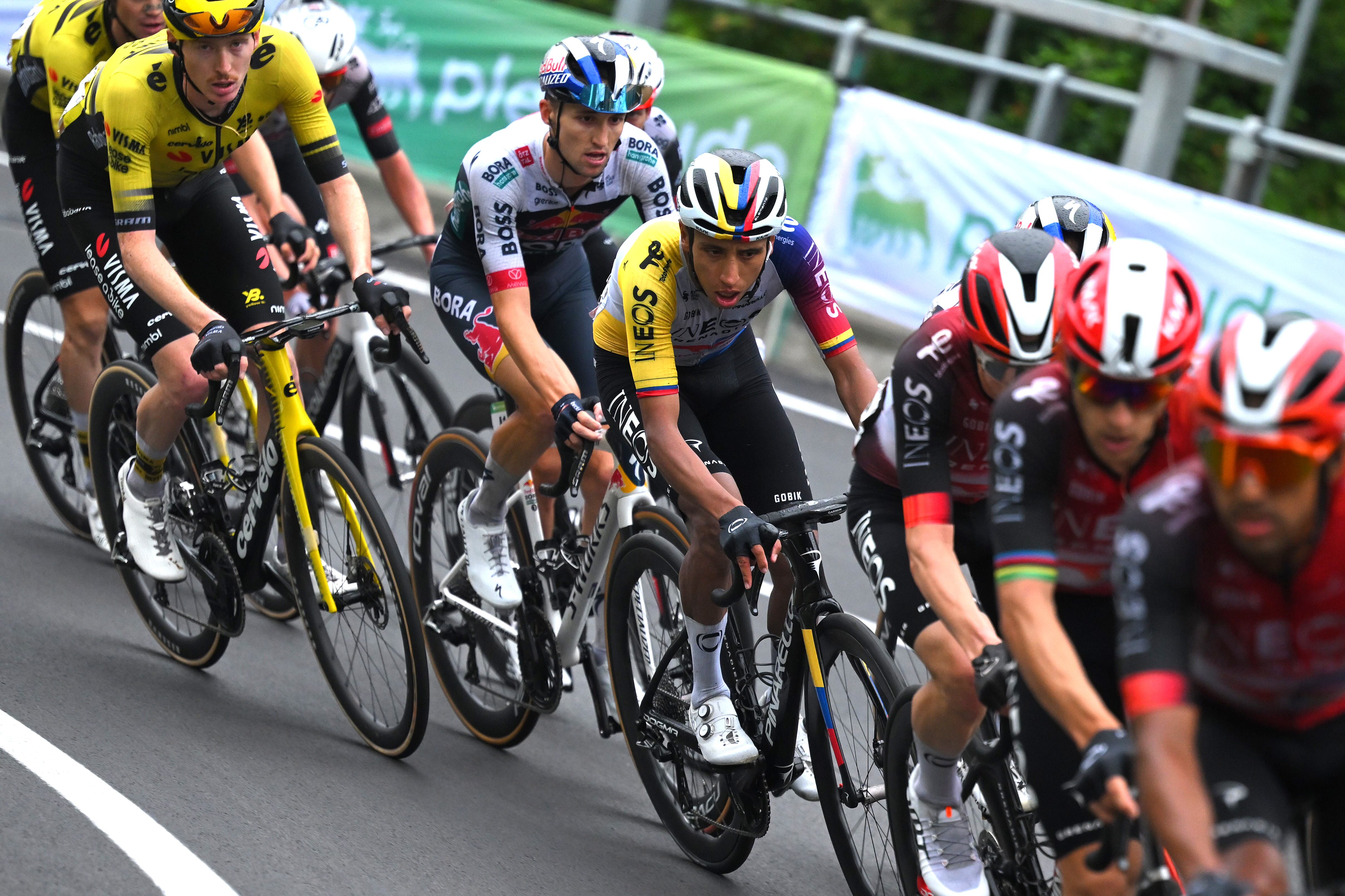 LIMONE PIEMONTE, ITALY - AUGUST 24: Egan Bernal of Colombia and Team INEOS Grenadiers competes during the La Vuelta - 80th Tour of Spain 2025, Stage 2 a 159.5km stage from Alba to Limone Piemonte 1389m / #UCIWT / on August 24, 2025 in Limone Piemonte, Italy. (Photo by Tim de Waele/Getty Images)