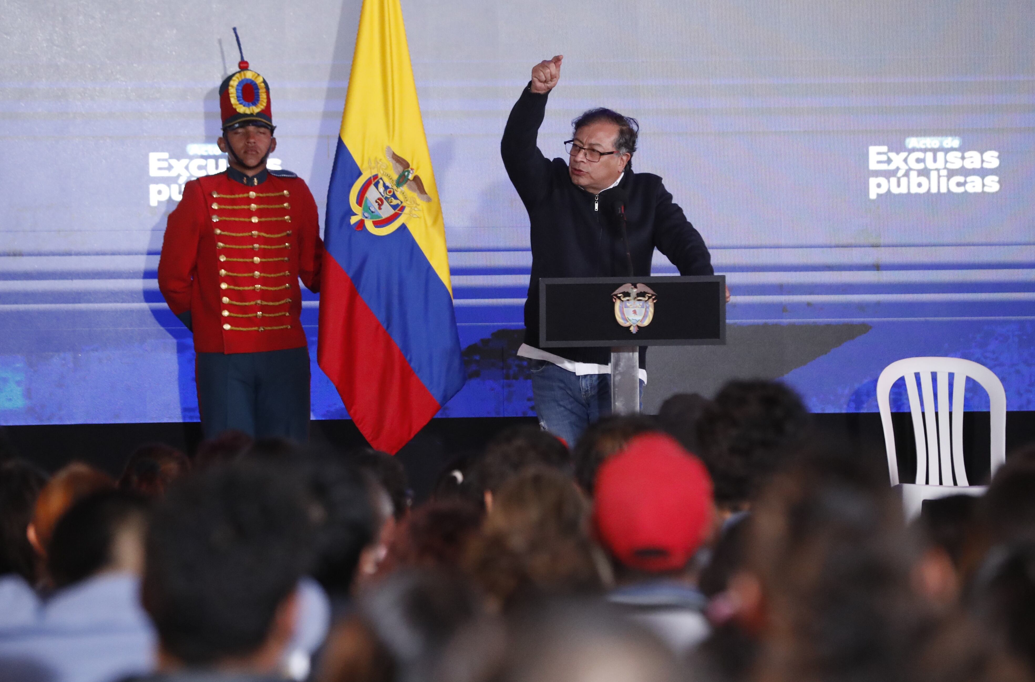 Presidente Gustavo Petro en el acto de perdón del Estado por los falsos positivos