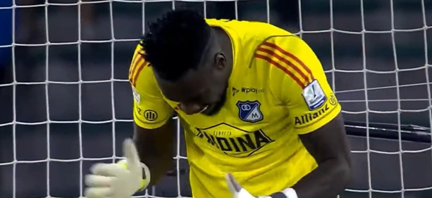 Juanito Moreno levantándose anímicamente luego del gol de Nacional.