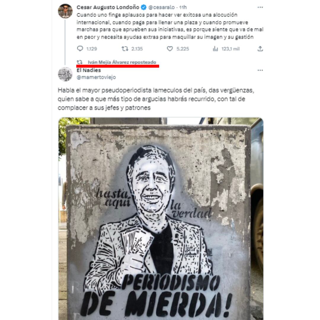 Un cruce más entre Iván Mejía y César Augusto Londoño