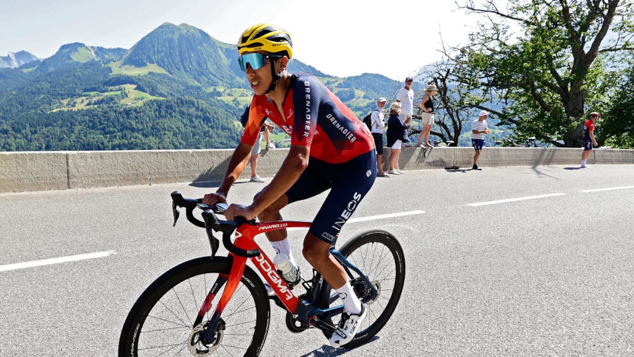 SAINT-GERVAIS MONT-BLANC, FRANCE - JULY 16: Egan Bernal from Colombia and Team Ineos Grenadiers rides during stage fifteen of the 110th Tour de France 2023 a 179km stage from Les Gets les Portes du Soleil to Saint-Gervais Mont-Blanc on July 16, 2023 in Saint-Gervais Mont-Blanc, France. (Photo by Joan Cros Garcia - Corbis/Getty Images)