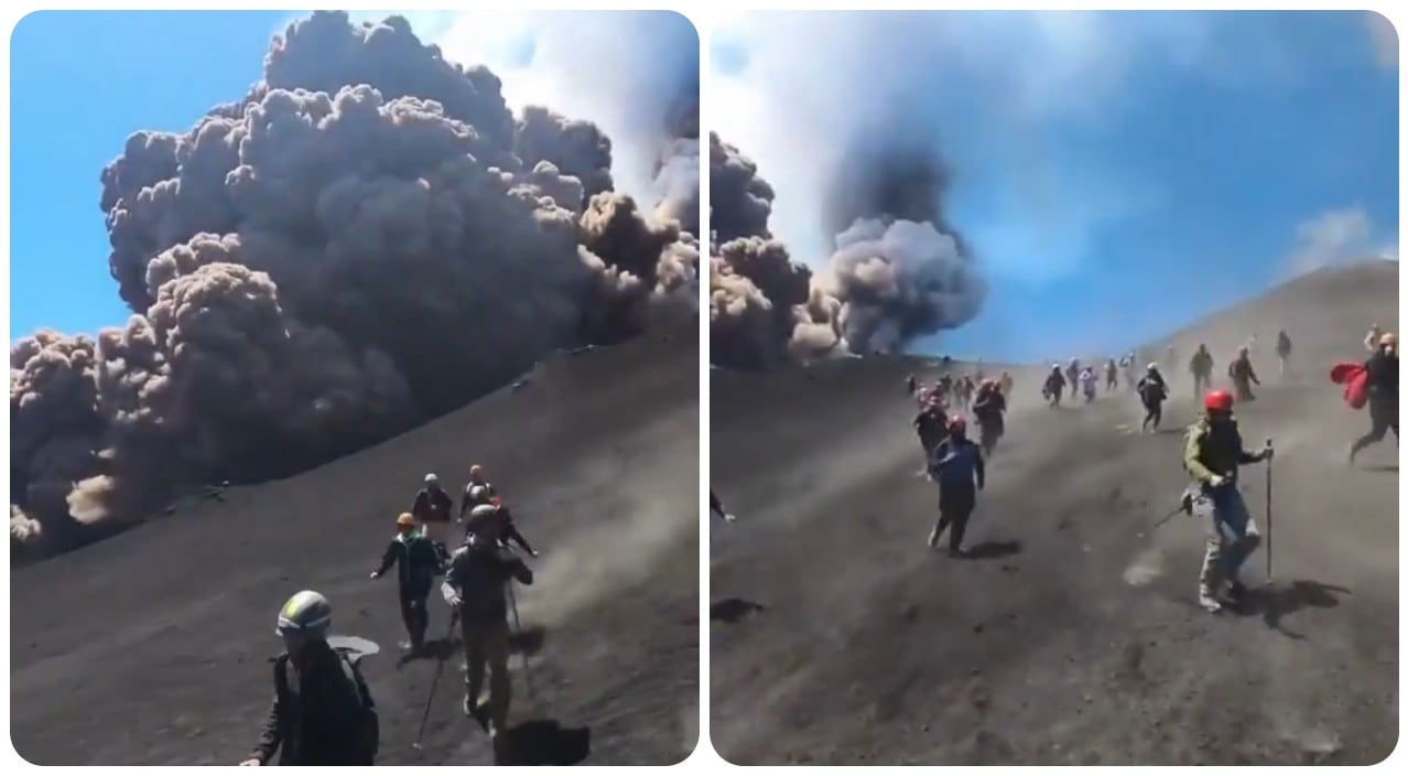 Las imágenes de las cámaras de vigilancia mostraron un gran flujo volcánico