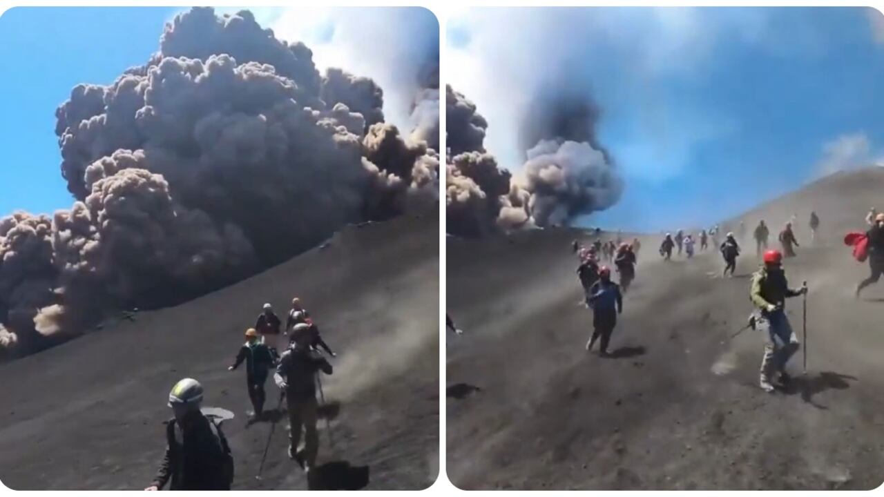 Las imágenes de las cámaras de vigilancia mostraron un gran flujo volcánico