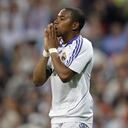 MADRID, SPAIN - APRIL 27: Robinho of Real Madrid reacts during the La Liga match between Real Madrid and Athletic Bilbao at the Santiago Bernabeu Stadium on April 27, 2008 in Madrid, Spain. (Photo by Jasper Juinen/Getty Images)