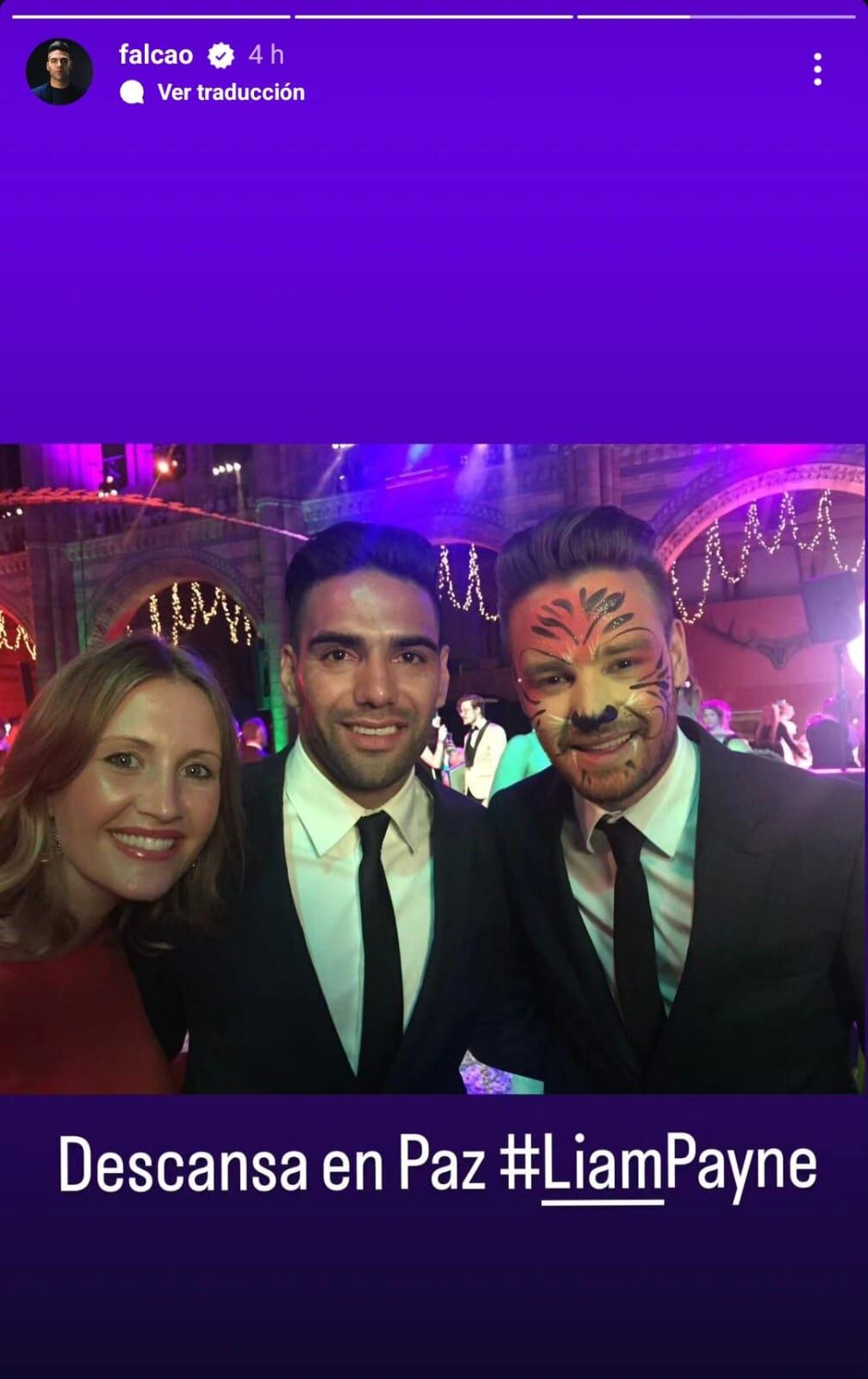 Foto de un encuentro entre Falcao y el fallecido Liam Payne