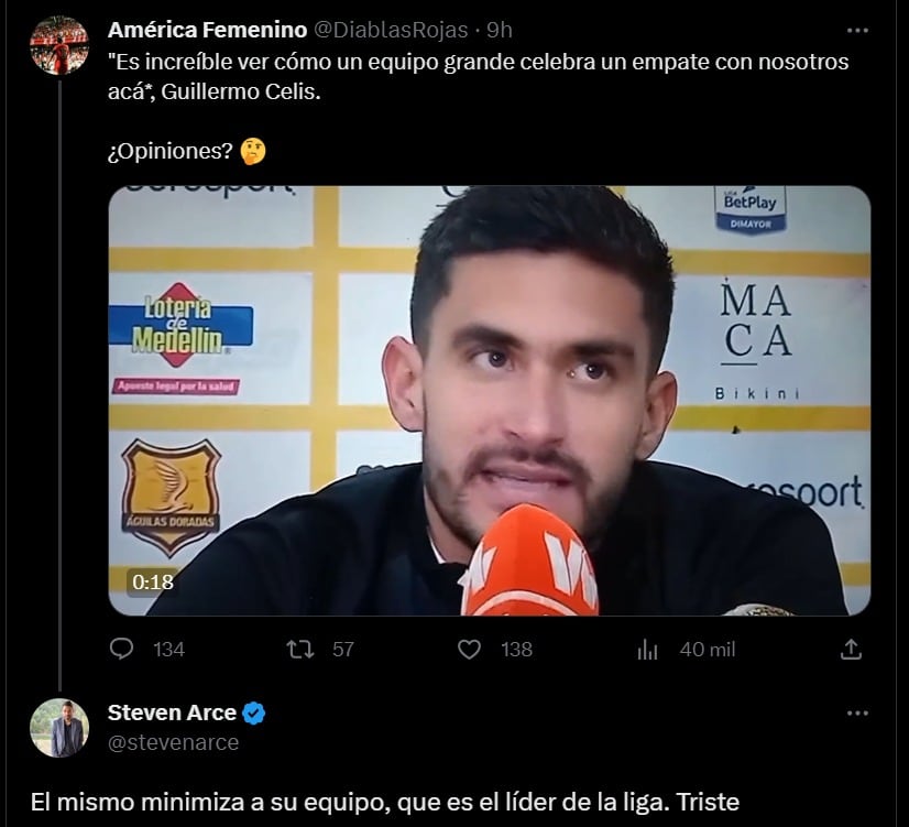 Steven Arce respondió en X a la crítica de Guillermo Celis.