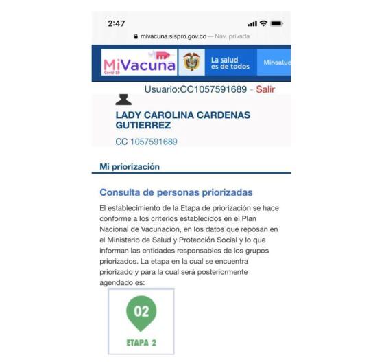 Mi Vacuna Lady Carolina Cárdenas
