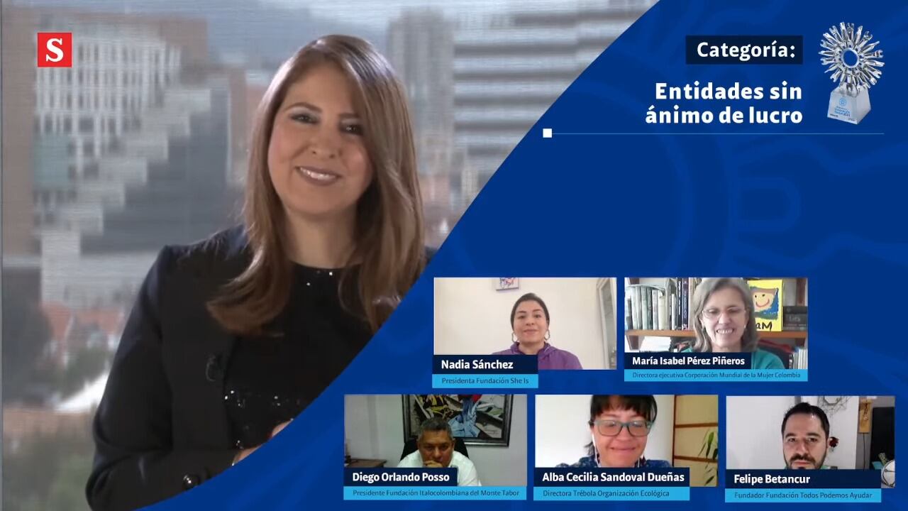 De izquierda a derecha, La categoría entidades sin ánimo de lucro tuvo cinco finalistas: Fundación She Is, la Corporación Mundial de la Mujer, la Italocolombiana del Monte Tabor, Trébola Organización Ecológica y la Fundación Todos Podemos Ayudar.