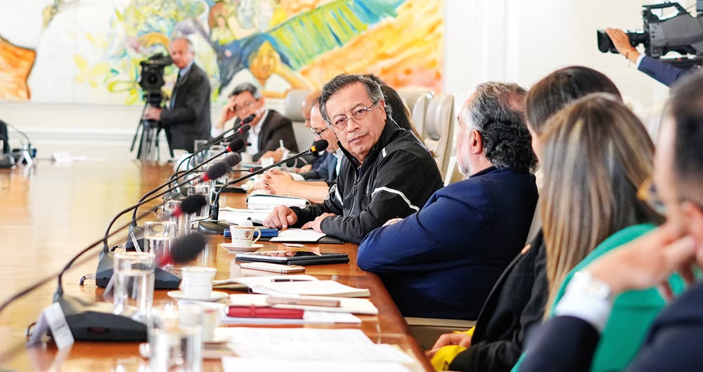 El presidente Gustavo Petro durante un consejo de ministros. 