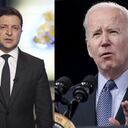 Volodimir Zelenski, presidente de Ucrania y su homólogo estadounidense, Joe Biden.