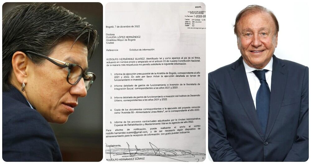 Rodolfo Hernández le envió un derecho de petición a la alcaldesa Claudia López. ¿Qué le pide?