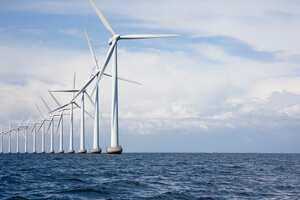 Molinos de viento offshore en Middelgrunden, en las afueras de Copenhague, Dinamarca