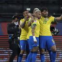 Brasil en la celebración del 1-0