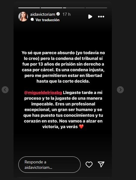 Historias Aida Victoria en Instagram