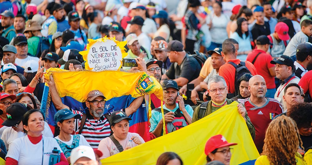 Manifestación de Venezolanos a favor de la anexión del Esequibo.
