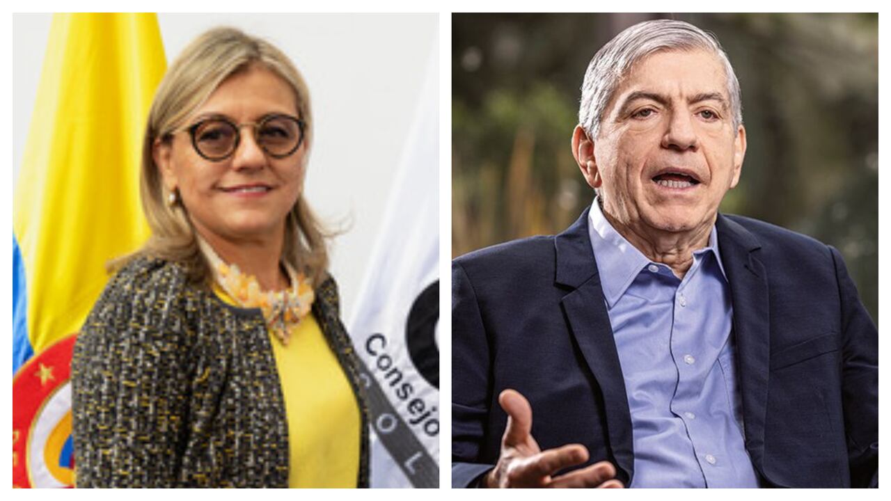 La presidenta del CNE, Fabiola Márquez, y César Gaviria.