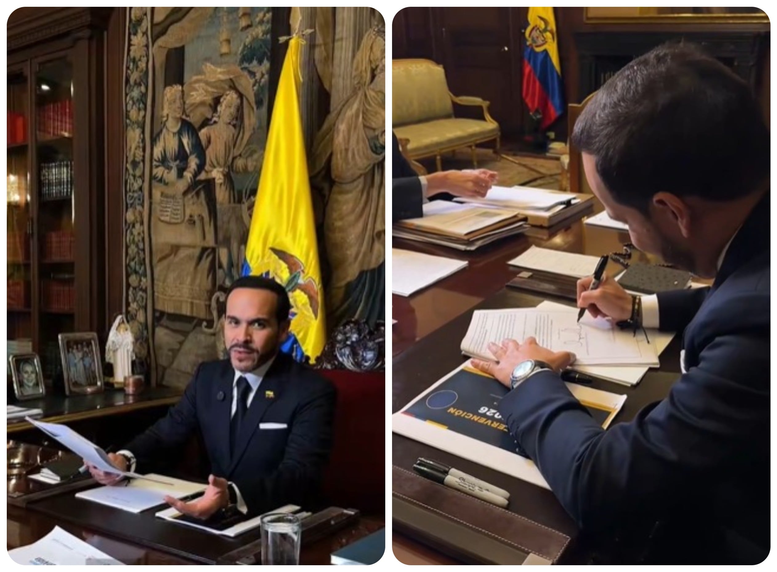 Presidente firmando las cinco extradiciones del miércoles 30 de septiembre.