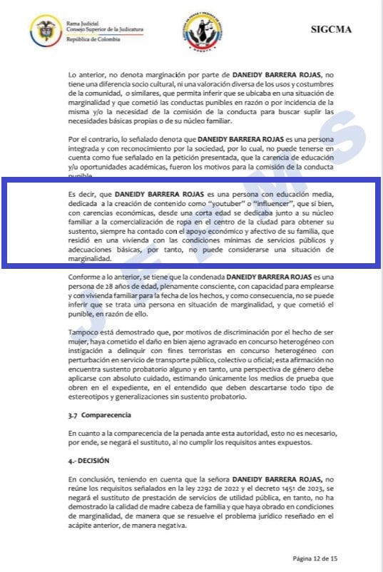 Jueza niega detención domiciliaria a Epa Colombia.
