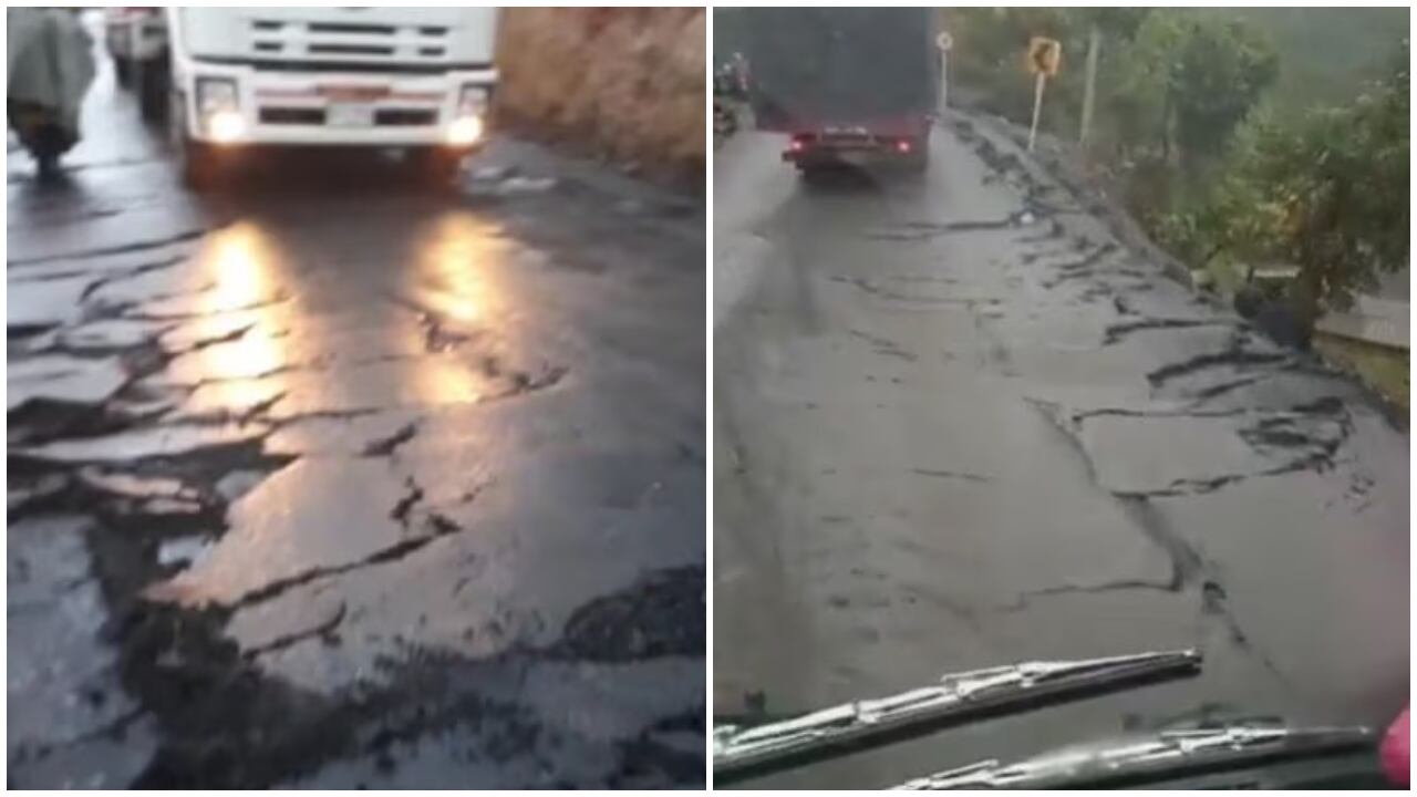 Grietas en vía alterna en Rosas Cauca