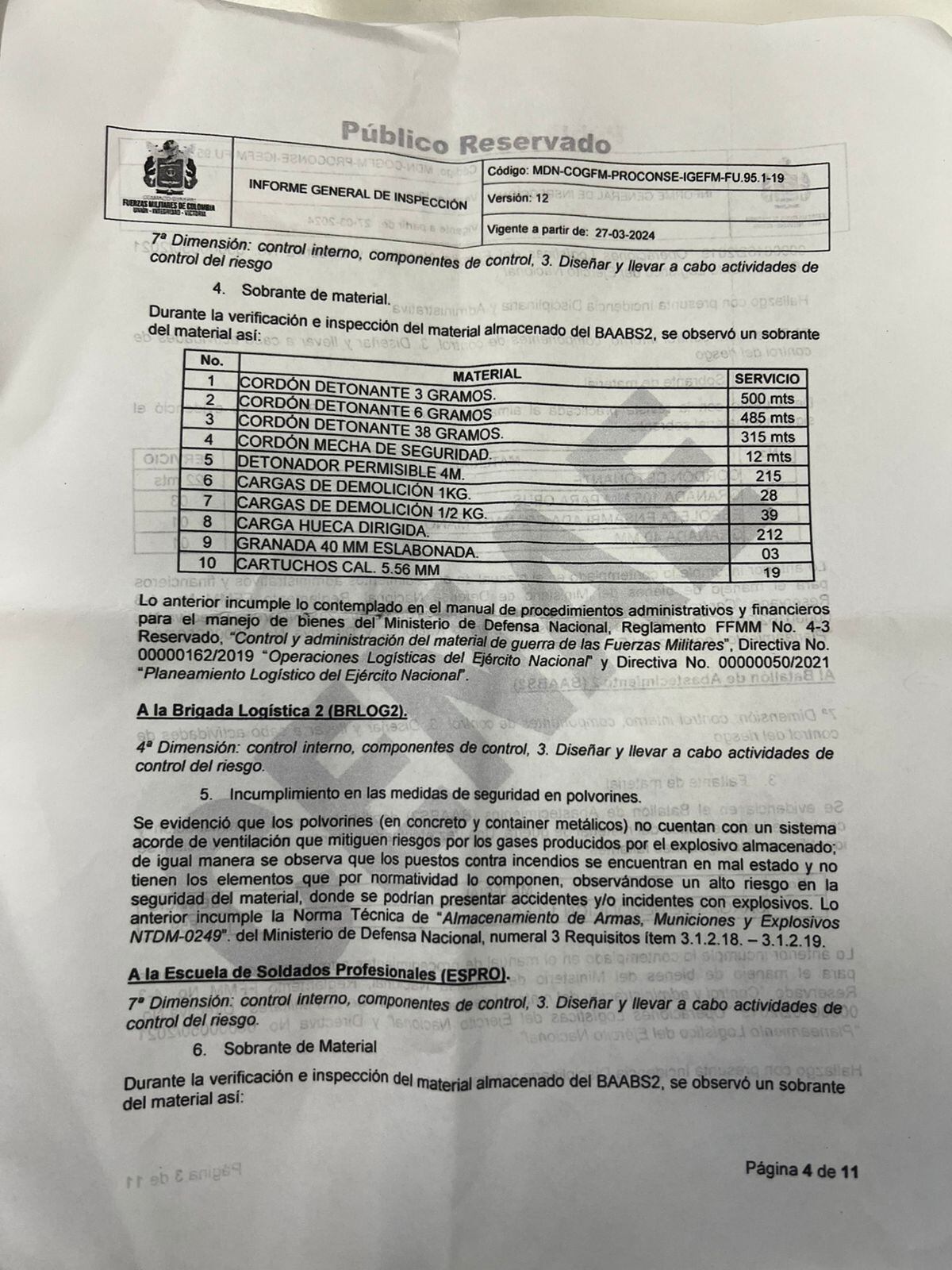 En el informe las Fuerzas Militares le recomendaban al Ejército tomar acciones correctivas urgentes.