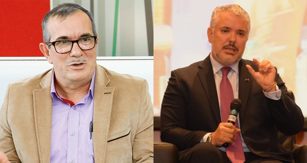 De izquierda a derecha: Rodrigo Londoño, ex líder de la Farc, y el expresidente Iván Duque.