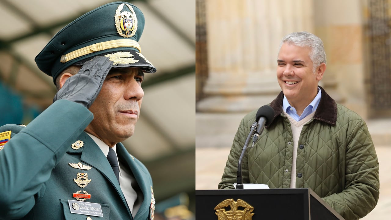 El general Eduardo Zapateiro y el presidente Iván Duque.