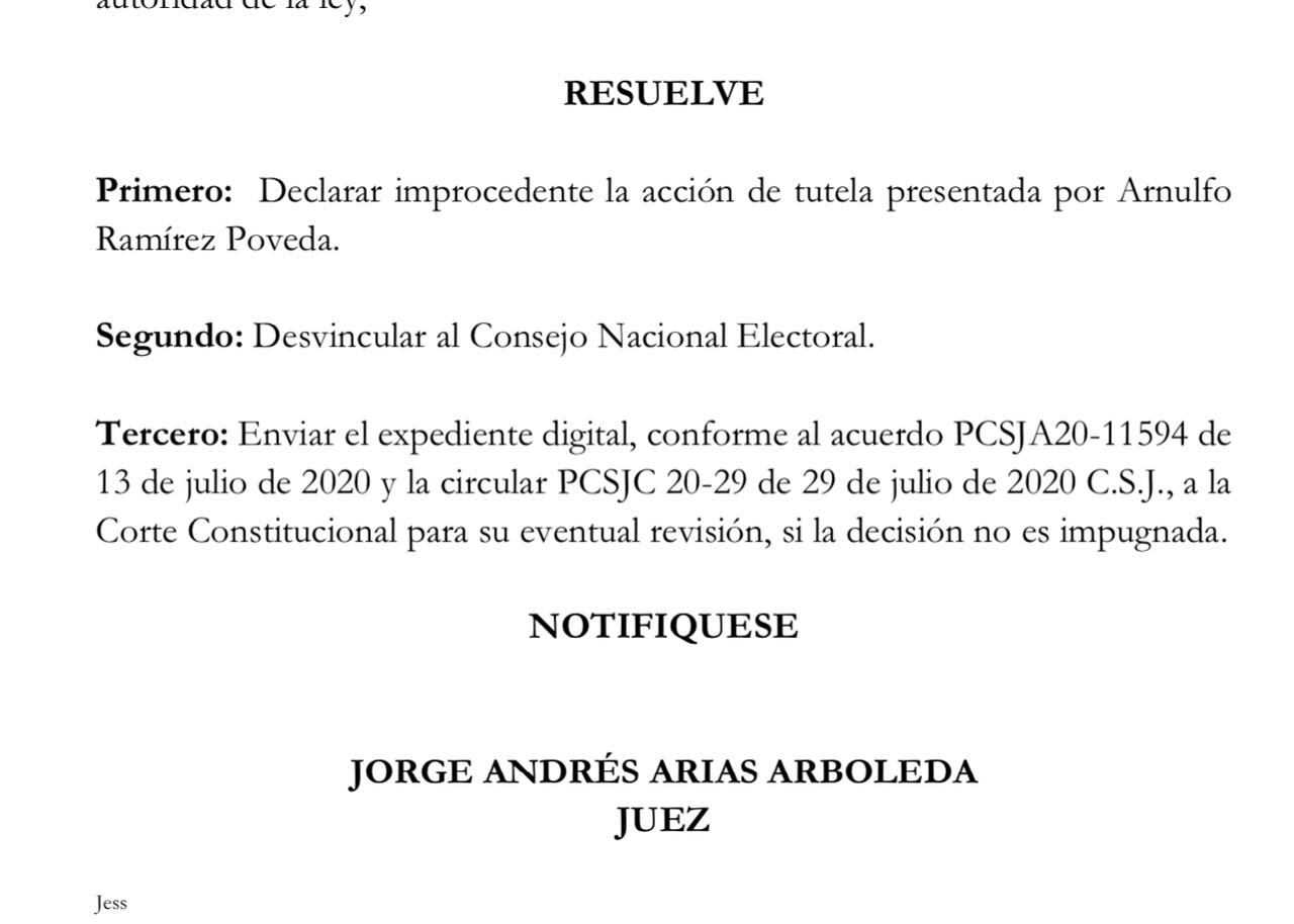 Otra de las decisiones judiciales en favor de Cambio Radical.