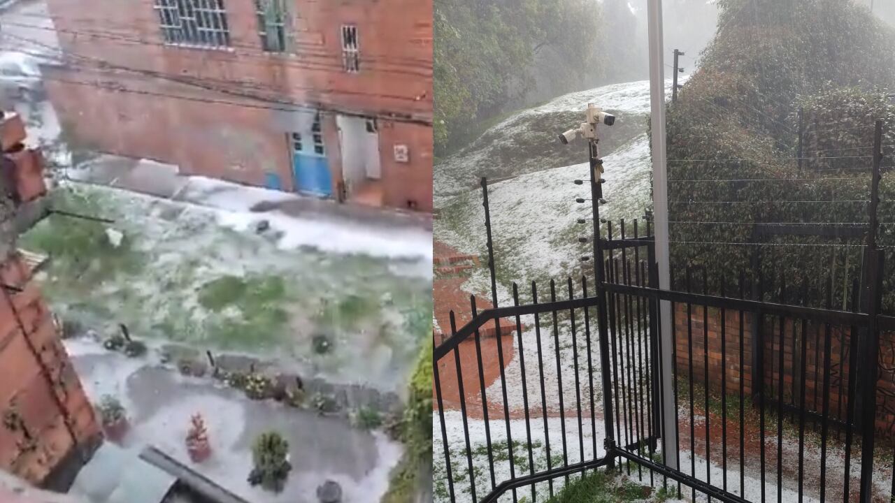 La fuerte granizada se registra en varias localidades de Bogotá.