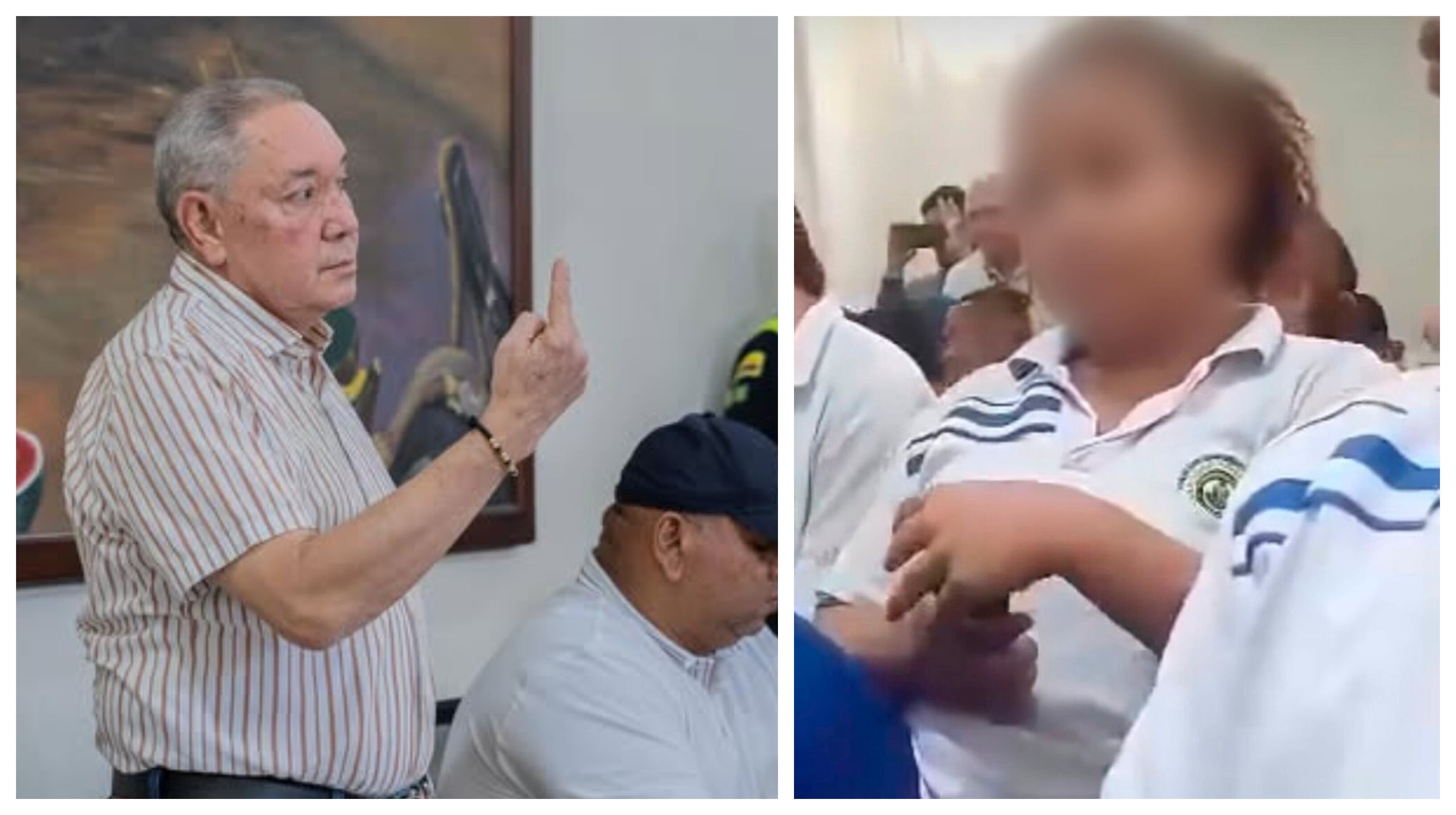 Jalón de orejas de estudiante de colegio al alcalde de Ciénaga, Luis Fernández Quinto, por el uso de su celular en una reunión.