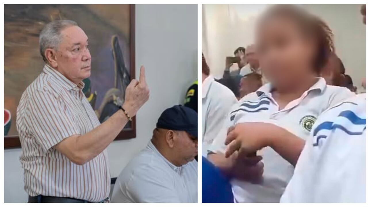 Jalón de orejas de estudiante de colegio al alcalde de Ciénaga, Luis Fernández Quinto, por el uso de su celular en una reunión.