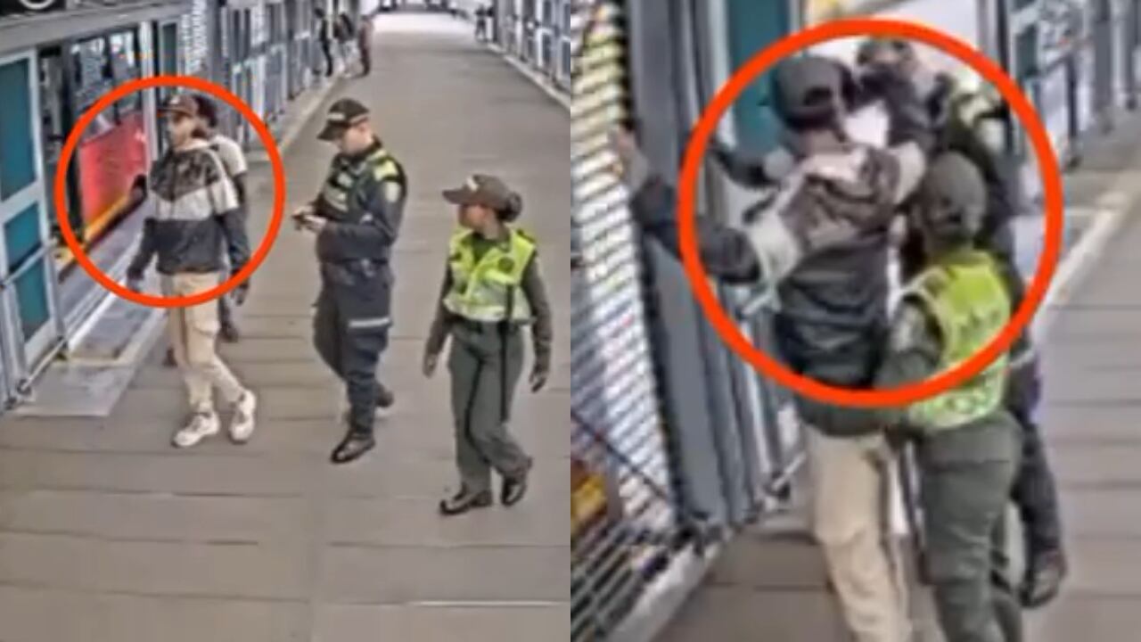 Momento de la captura de alias Heider en TransMilenio.