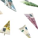 Aviones en moneda EURO (con trazados de recorte)