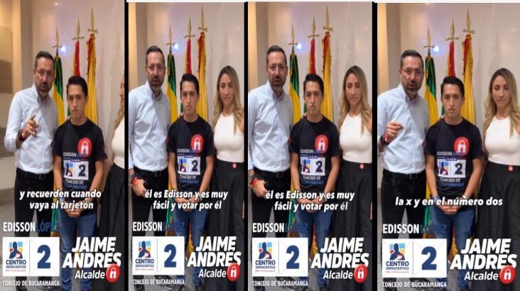 Jaime Andrés Beltrán junto al candidato al Concejo, Edisson Ferney López Casallas, del Centro Democrático.