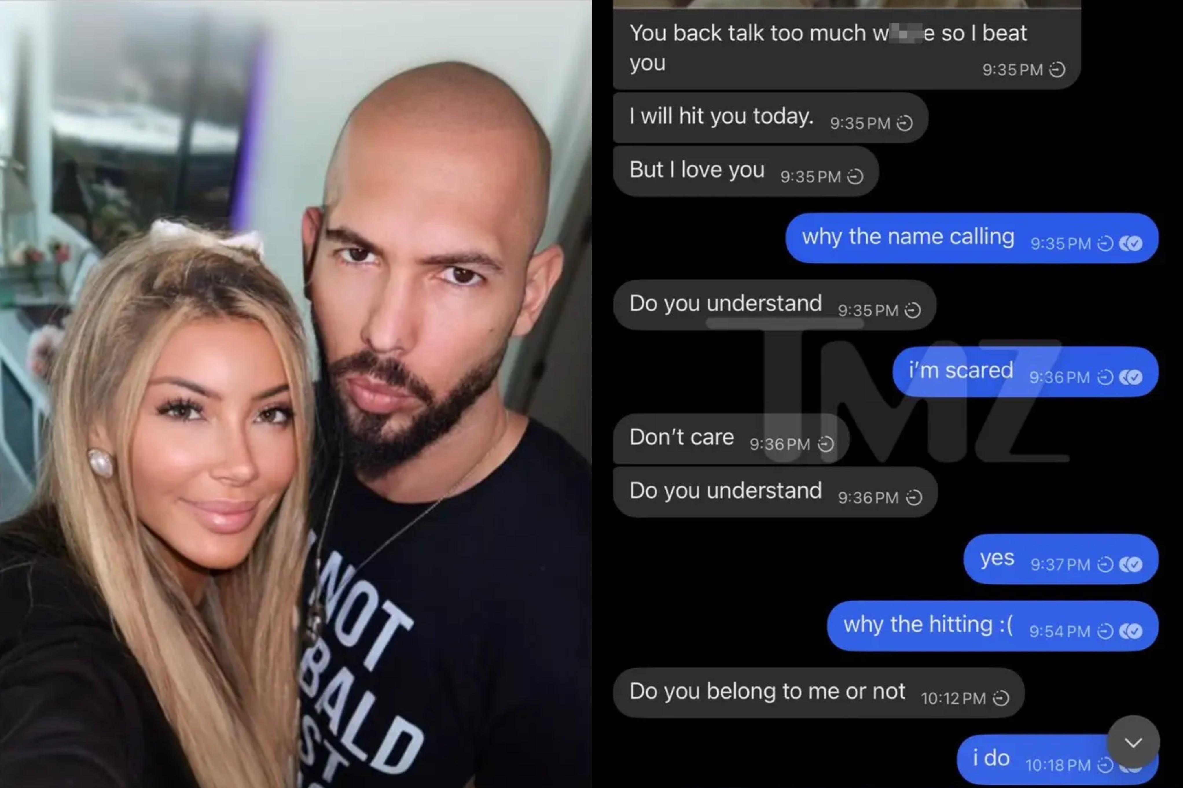 Andrew Tate le enviaba mensajes tóxicos a su exnovia