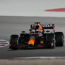 Red Bull driver Max Verstappen of the Netherlands in action during the Qatar Formula One Grand Prix. In Lusail, Qatar, Sunday, Nov. 21, 2021. (AP Photo/Darko Bandic)