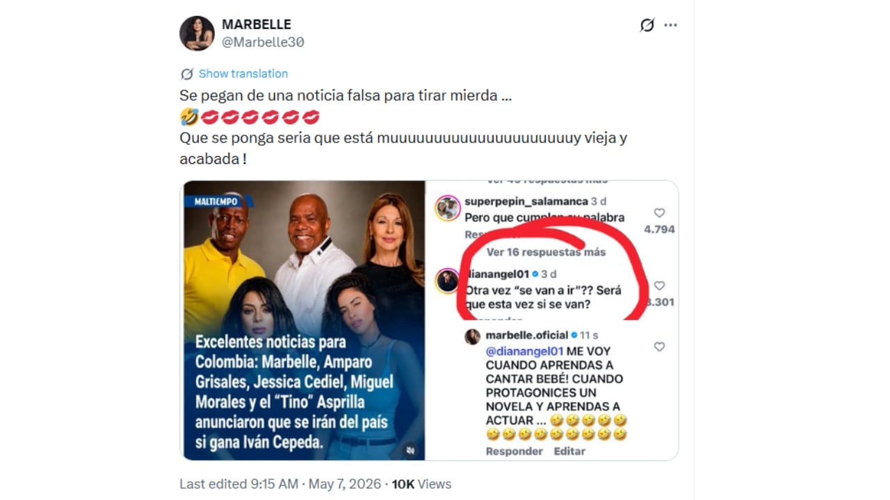 Marbelle habló de noticia falsa y reacción de Diana Ángel