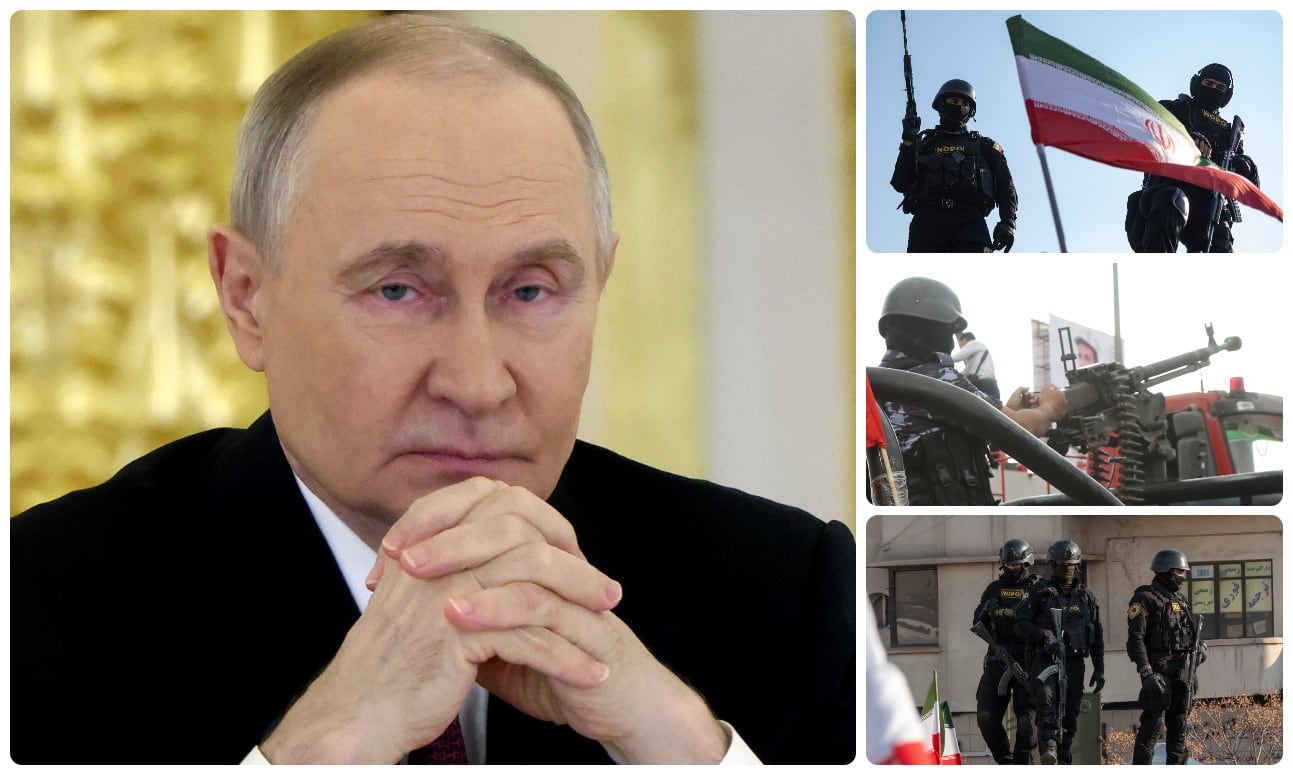Vladimir Putin y militares iraníes