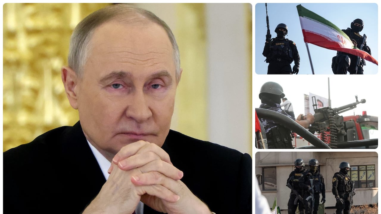 Vladimir Putin y militares iraníes