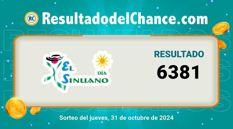 Resultado lotería Sinuano Día 31 de octubre.