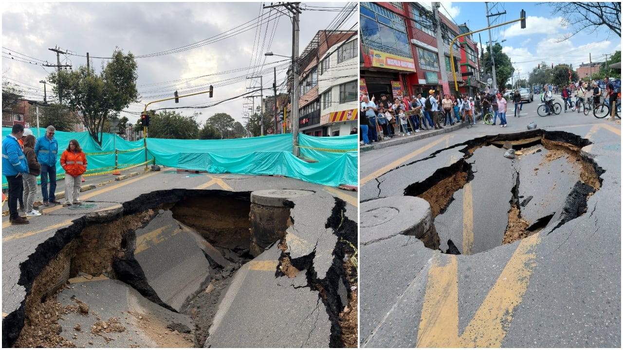 El socavón en Suba se reportó desde este sábado.