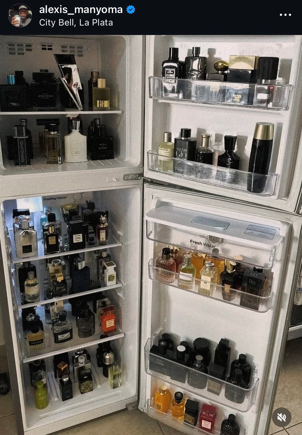 Perfumes en la nevera de Alexis Manyoma, la foto que causó impresión en Argentina