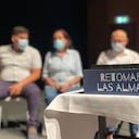 Omar Aguilar, víctima de violencia sexual, durante la entrega del informe a la JEP