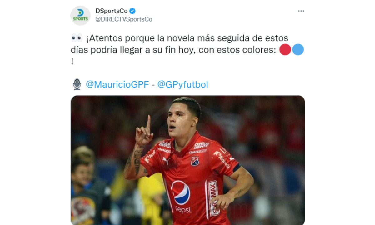 Juan Fernando Quintero. Foto: Captura de pantalla Twitter DSportsCo (@DIRECTVSportsCo).