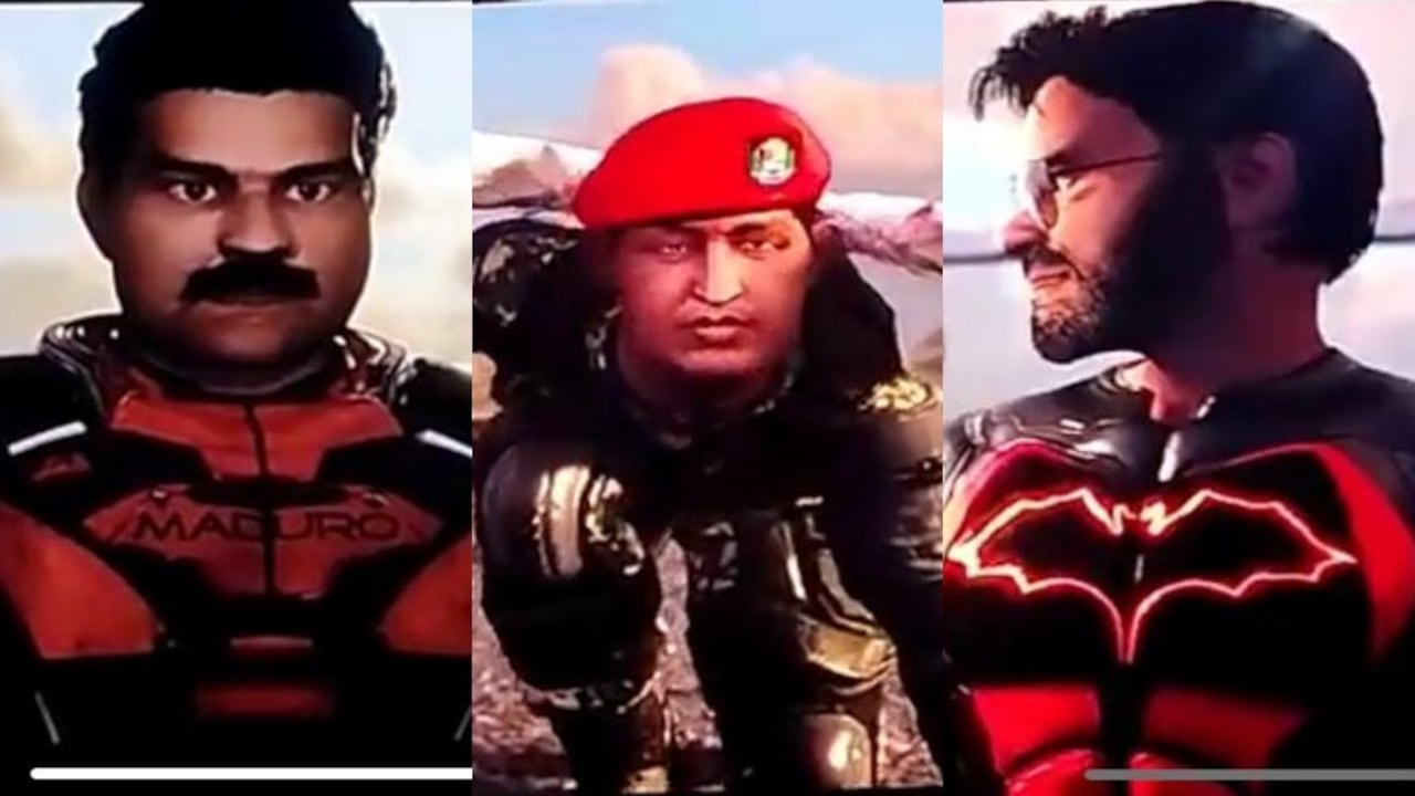Nicolás Maduro, Hugo Chávez y Rafael Lacava como superhéroes.