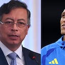 Presidente Gustavo Petro y el jugador de la Selección Colombia, Yerry Mina.