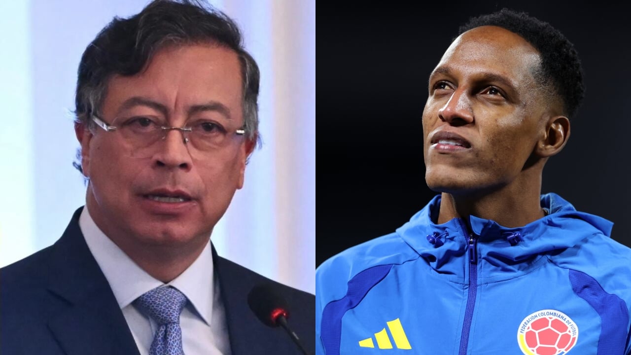 Presidente Gustavo Petro y el jugador de la Selección Colombia, Yerry Mina.