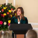 La Primera Dama, María Juliana Ruiz, interviniendo en medio del lanzamiento de la escuela de formación para gestores sociales.