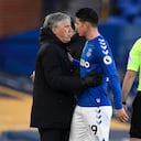 James Rodríguez y Carlo Ancelotti y su buena relación en el Everton de Inglaterra
